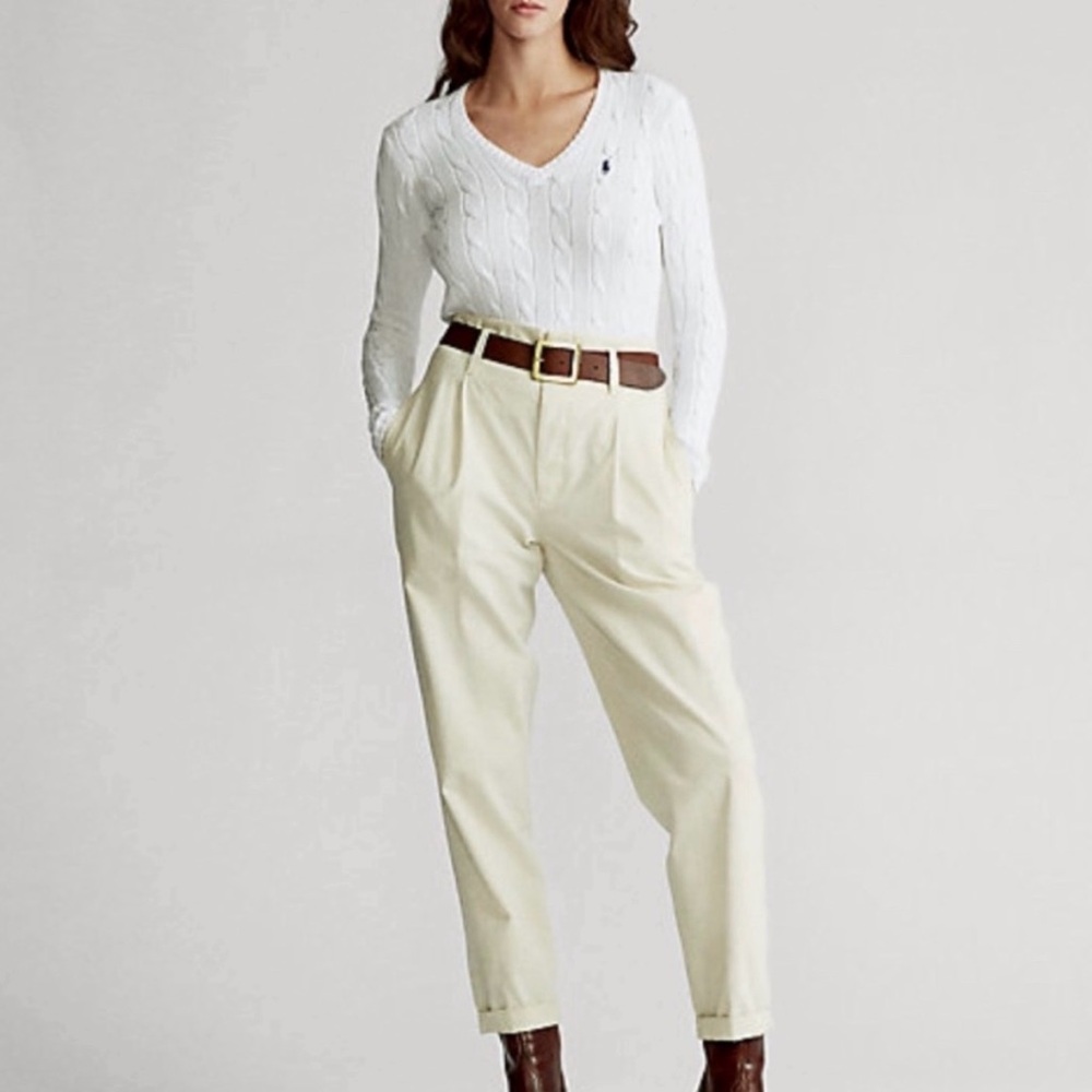 Cable-Knit Cotton V-Neck Sweater